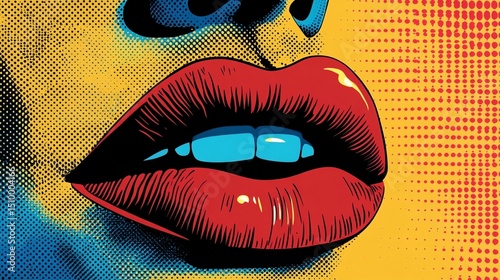Close-up pop art illustration of a woman's lips