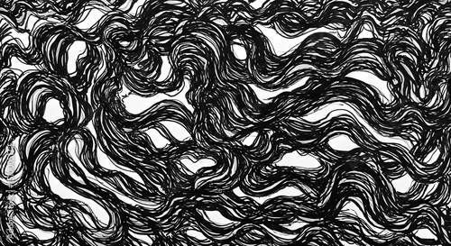 Entangled Strokes Abstract Background Black Ink Lines On White Surface