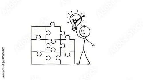 Solution Found: Stick Figure Solving a Puzzle with a Brilliant Idea