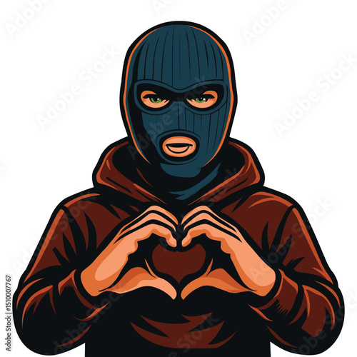 Ninja love vector logo illustration