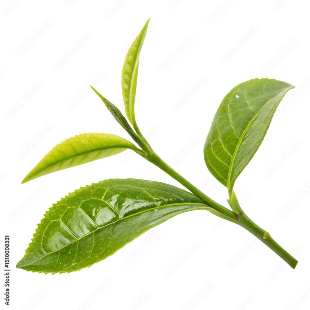 Obraz premium Green tea leaf isolated on transparent