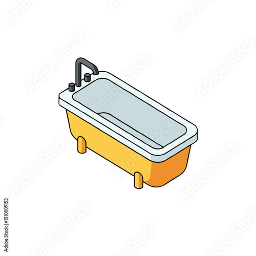 Modern bathtub with faucet, relaxation and wellness concept