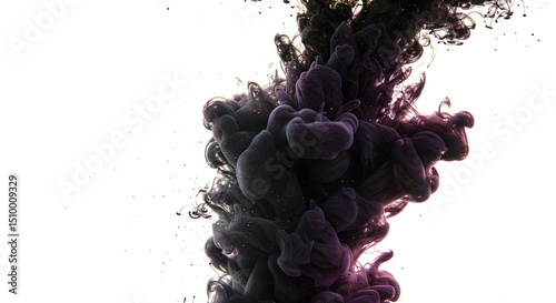 Abstract Dark Purple Ink Cloud In Water On White Background