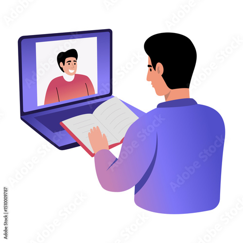 A flat style illustration showing a student taking notes