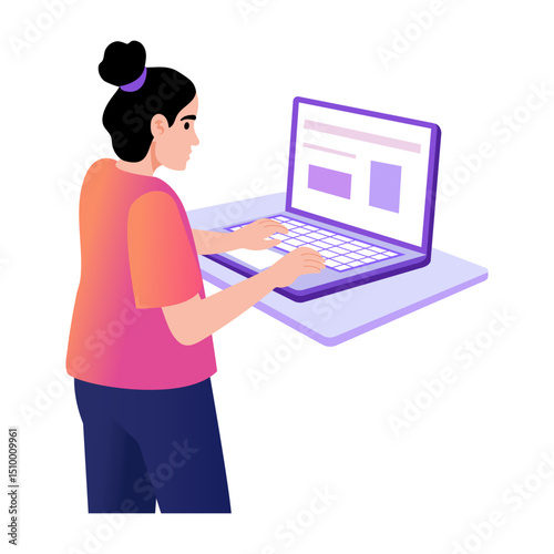 Flat style illustration showing a session of digital learning