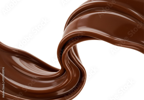 Isolated Swirl of Dark Chocolate Sauce Macro Close-Up