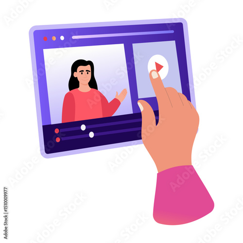Flat style illustration showing a learning tutorial