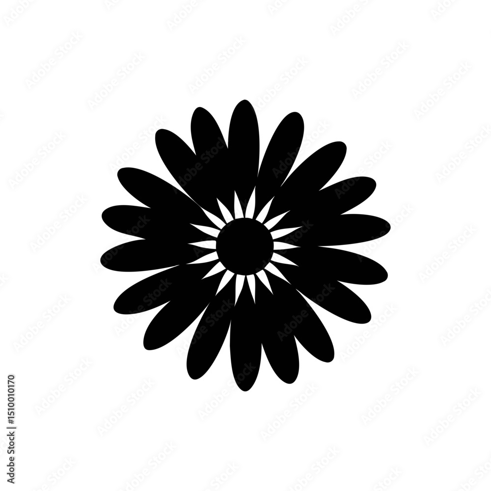 Obraz premium Daisy silhouette, vector silhouette of a flower on a transparent background