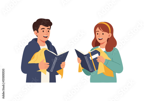 People reading book together, study session