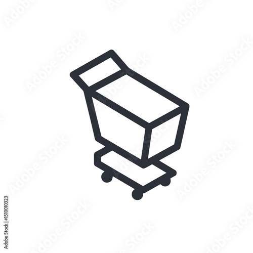 Outline of a shopping cart with a box, retail and shopping concept