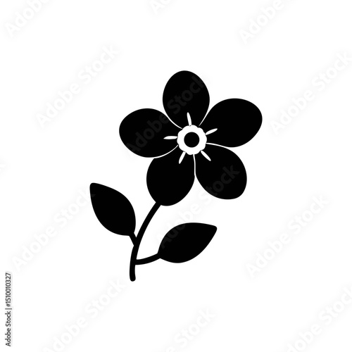 Forget-me-not silhouette, vector silhouette of a flower on a transparent background