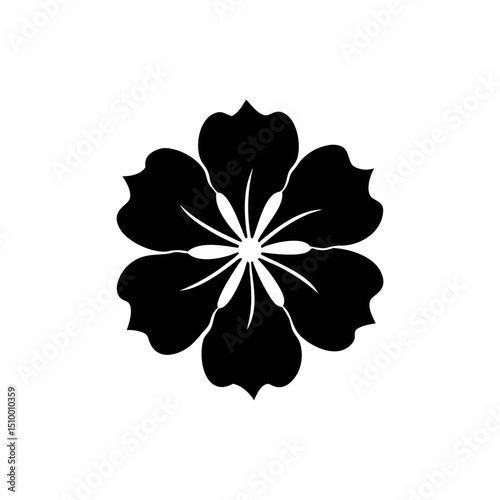 Geranium silhouette, vector silhouette of a flower on a transparent background