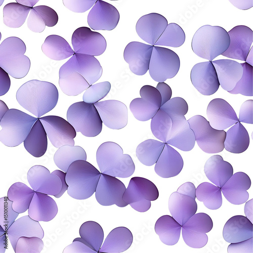2d illustration of a tileable pattern of clover petals isolated on a white transparent background