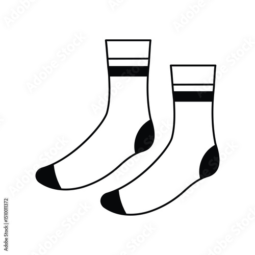 socks glyph outline icon with white background vector stock illustration