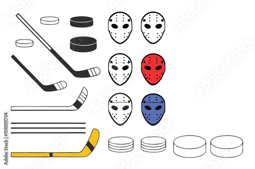 Vintage Hockey Logo Set – Retro Black and White Sports Badge Collection for Ice Hockey Teams and Tournaments.