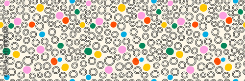 Retro hand drawn seamless pattern. Small dot and color confetti background. Vector Illustration for holiday, party, birthday, invitation.