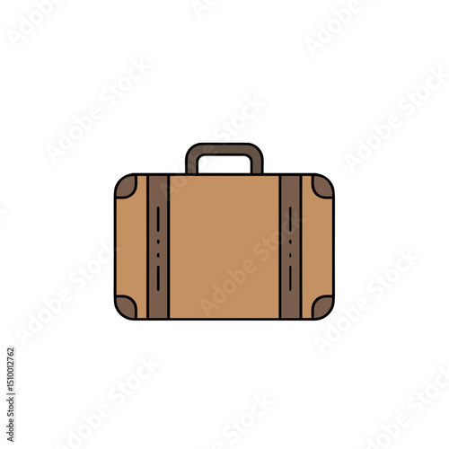 Brown suitcase with handle, travel and luggage concept