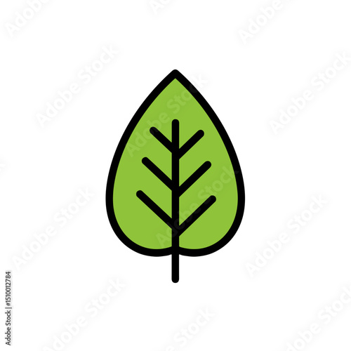 Green leaf with veins outline, nature and eco-friendly concept