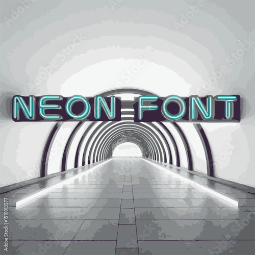 futuristic urban subway tunnel with glass walls and steel perspectives leading to the end of the world