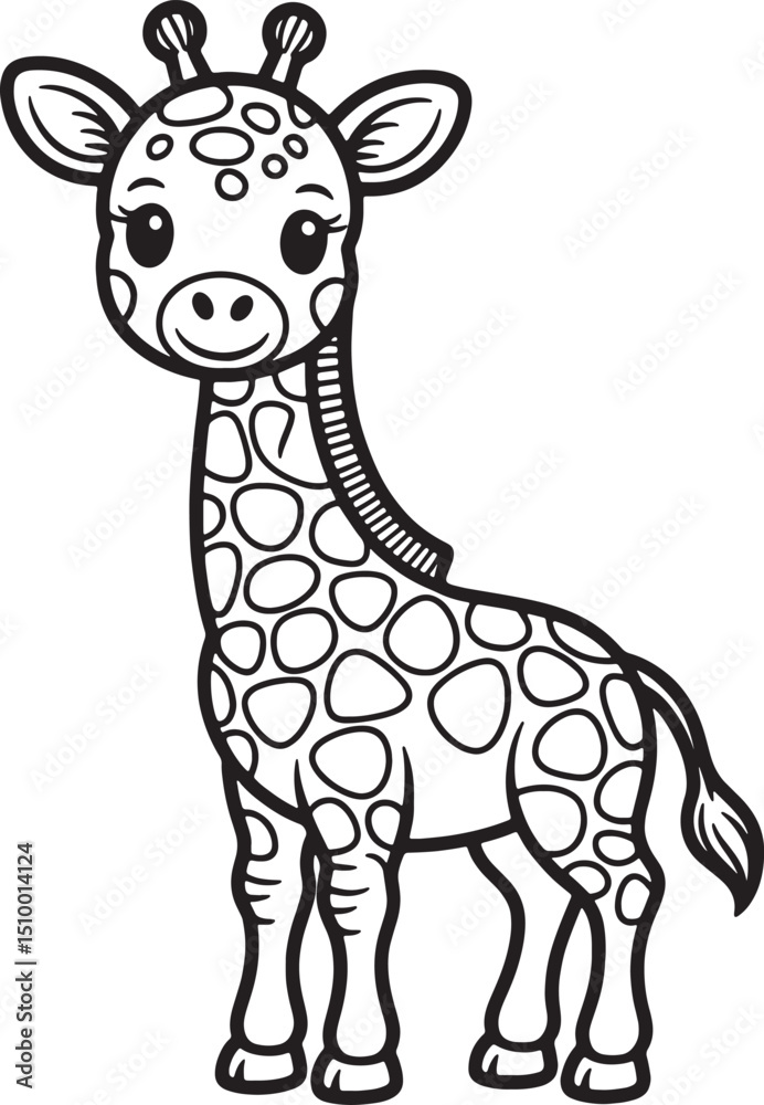 Fototapeta premium Giraffe line art transparent background premium quality