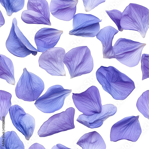 2d illustration of a tileable pattern of wisteria petals isolated on a white transparent background