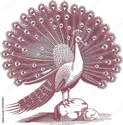 Peacock bird line art design illustration premium quality