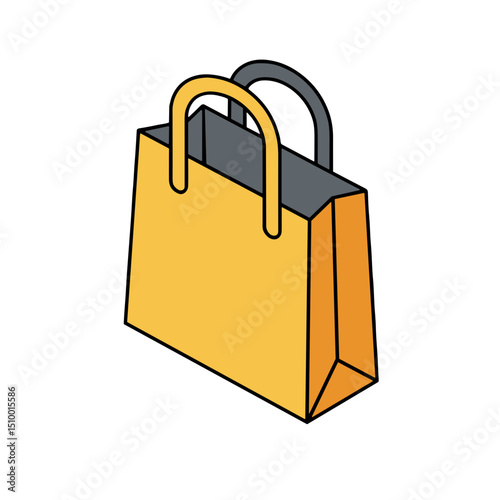 Shopping bag with yellow body and gray handles, retail concept