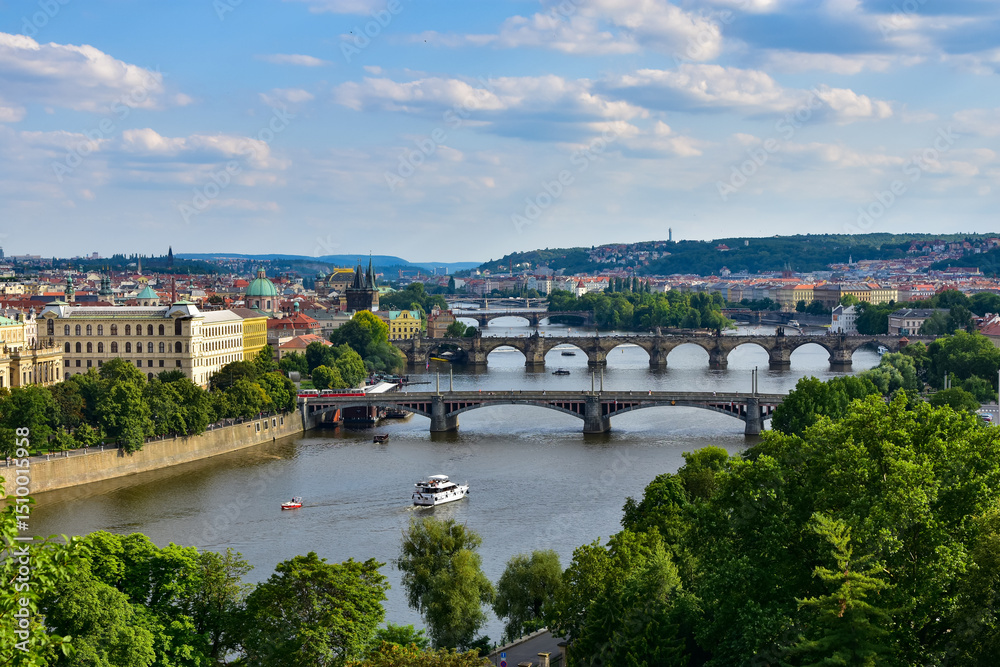 Obraz premium Bridges of Prague viewed from Letna gardens