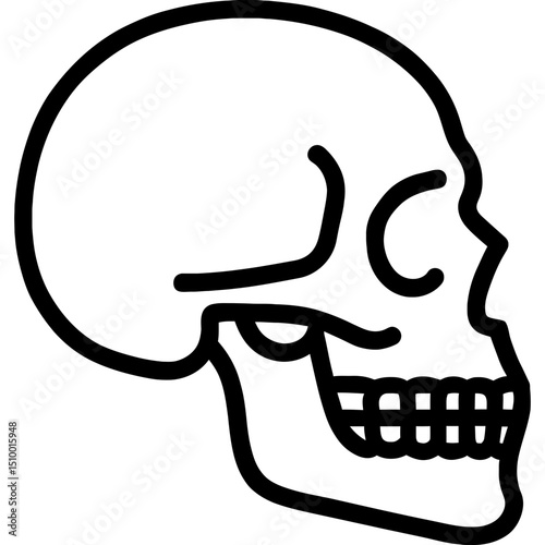 Minimalist human skull icon side view