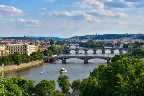 Bridges of Prague viewed from Letna gardens