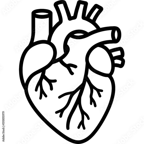 Anatomical Heart Icon with Bold Lines