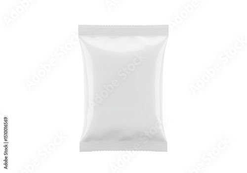 Isolated Blank White Foil Pouch Mockup