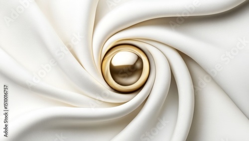 The Golden Hemisphere Shell discreetly encases a Gold Core Ball within a contemporary abstract wallpaper design, bringing refinement to any room