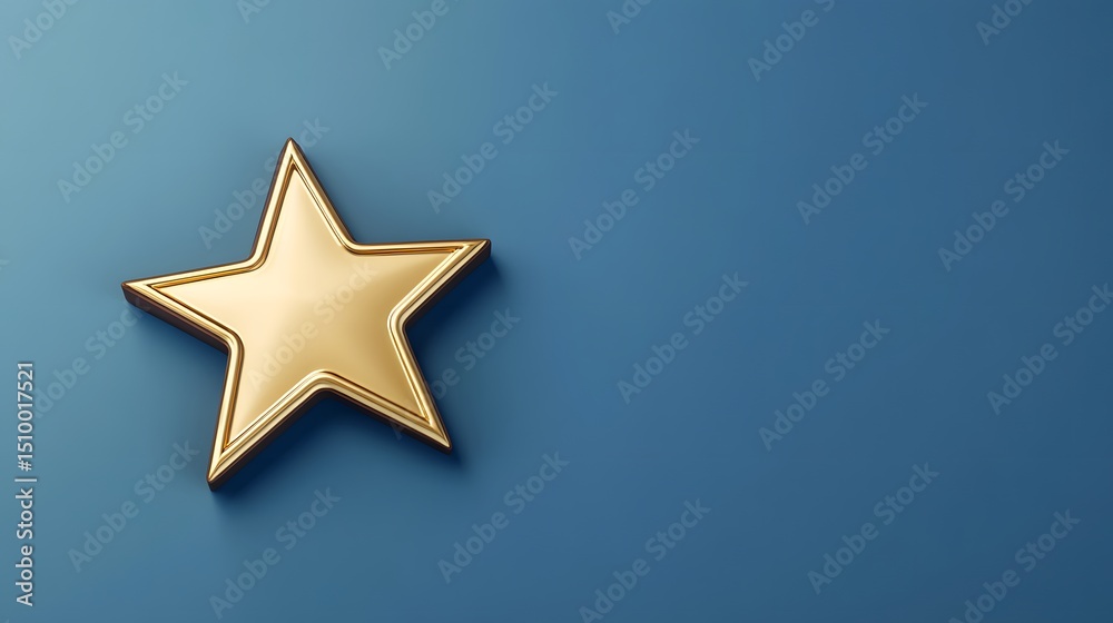 Obraz premium Gold Star Award 3D Render on Blue Background