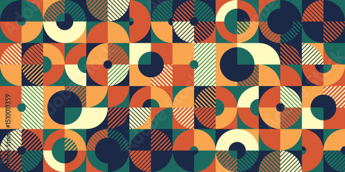 Seamless vector abstract background, geometric seamless pattern, tiling endless wallpaper with geometrical shapes structure in ethnic colors.