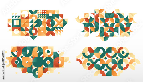 Abstract geometric vector background set, graphic design modern style composition, wallpaper art pattern, mosaic geometrical abstraction collection.