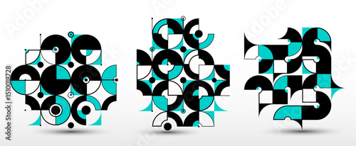 Abstract geometric vector background set, graphic design modern style composition, wallpaper art pattern, mosaic geometrical abstraction collection.