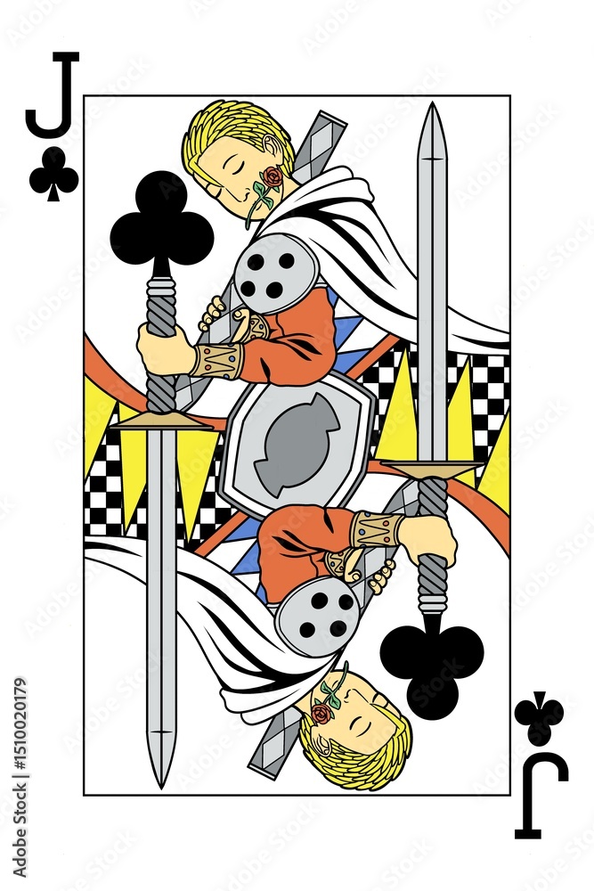 Fototapeta premium Jack Playing Card Vintage Flat Cartoon