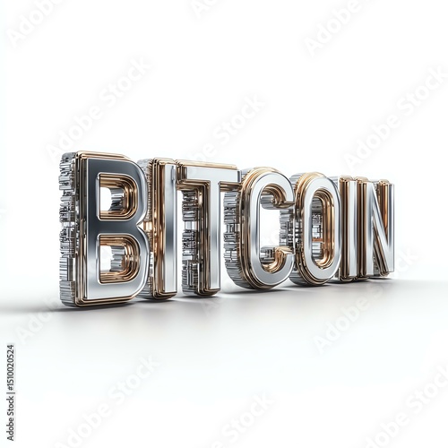 marketing digital A stylized, metallic representation of the word 'Bitcoin', symbolizing the digital currency revolution and its impact on the financial landscape.