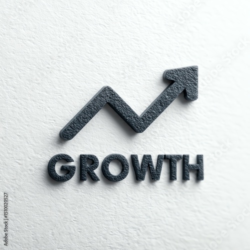 marketing digital A stylized representation of growth featuring a rising graph line and the word 'GROWTH'. Ideal for presentations on success and development.