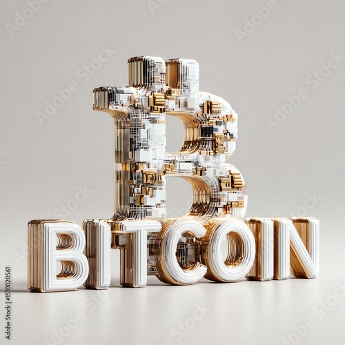 marketing digital A modern and artistic representation of Bitcoin, showcasing the cryptocurrency symbol and intricate digital circuit patterns in a sleek design.