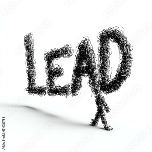 marketing digital A creative representation of leadership, featuring an abstract figure carrying the word 'LEAD.' This image symbolizes motivation and inspiration in the workplace.