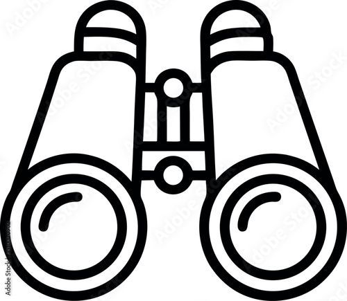 Outline vector of binoculars, vision, foresight, or strategic planning concept, transparent background.
