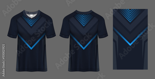 Navy Blue Sportswear Jersey with Geometric Chevron Design