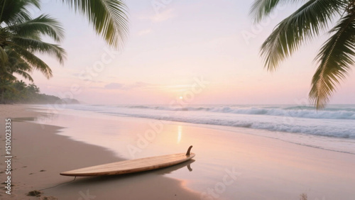 tropical beach at sunset