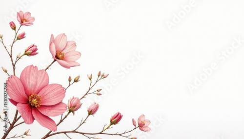 Simple floral pattern, delicate lines on white background , print, line art