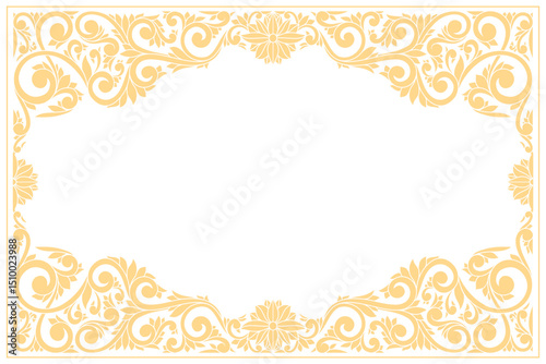 Decorative ornamental floral monochrome blank card template