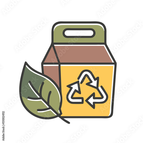 Recyclable milk carton with green leaf illustration  