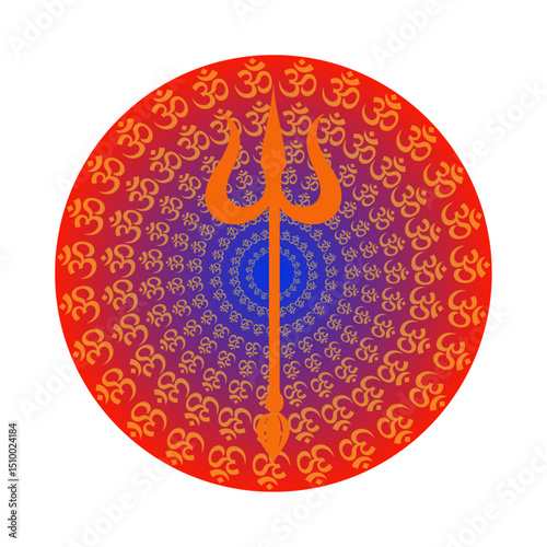 Trishul Symbol with Om Pattern
