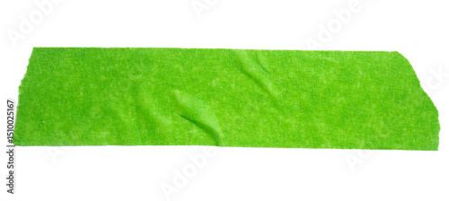 Green adhesive torn paper masking tape isolated on white background photo
